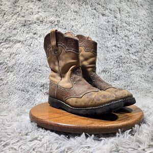 Roper Womens Size 10 Retro Tan/Brown Leather Bohemian Western Cowgirl Boots